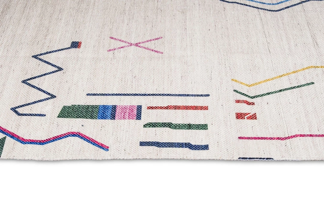 Miss Amara Remi Ivory Multi-Colour Abstract Tribal PET Rug All Rugs