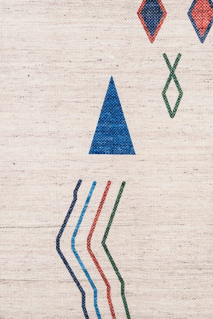 Miss Amara Remi Ivory Multi-Colour Abstract Tribal PET Rug All Rugs