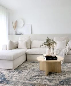 Miss Amara All Rugs Rhona Blue And Grey Distressed Floral Rug