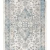 Miss Amara Rhona Blue And Grey Distressed Floral Runner Rug