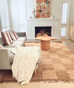 Miss Amara Riley Natural And Bleached Checkered Jute Rug