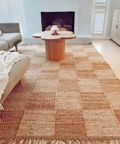 Miss Amara Riley Natural And Bleached Checkered Jute Rug
