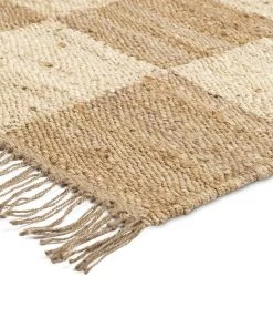 Miss Amara Riley Natural And Bleached Checkered Jute Runner Rug