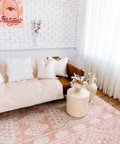 Miss Amara Rita Peach And Ivory Tribal Pattern Rug