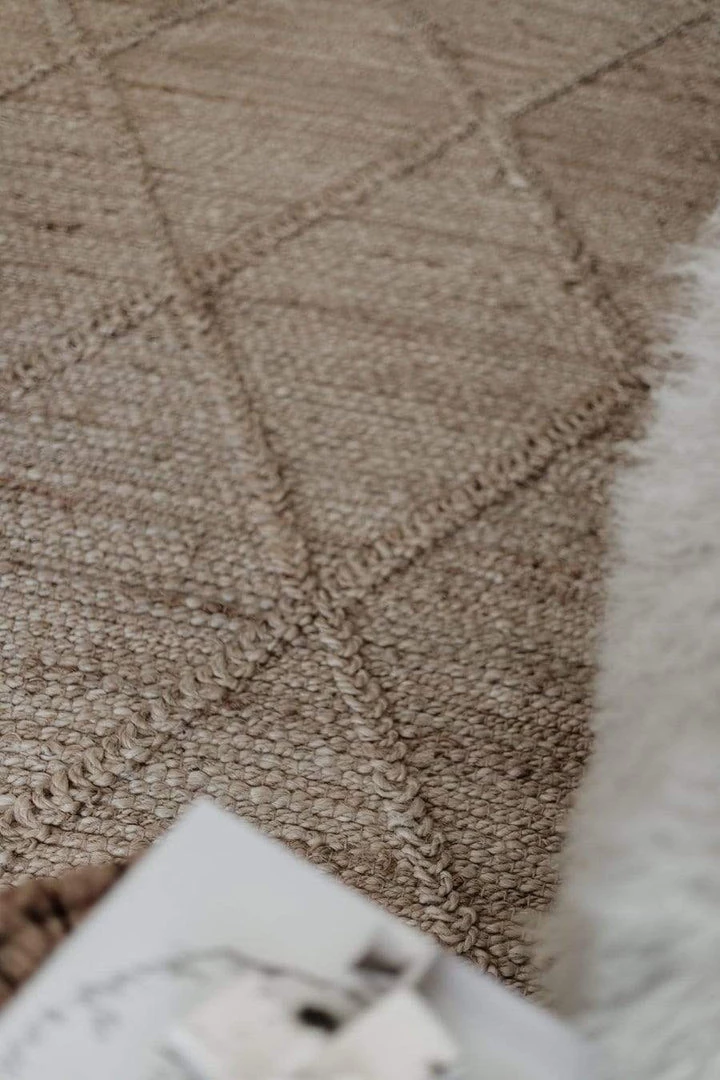 Miss Amara Sabra Diamond Lattice Jute Rug All Rugs