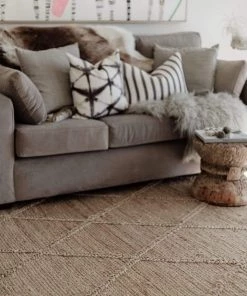 Miss Amara Sabra Diamond Lattice Jute Rug All Rugs