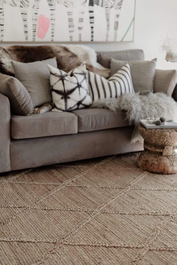 Miss Amara Sabra Diamond Lattice Jute Rug All Rugs