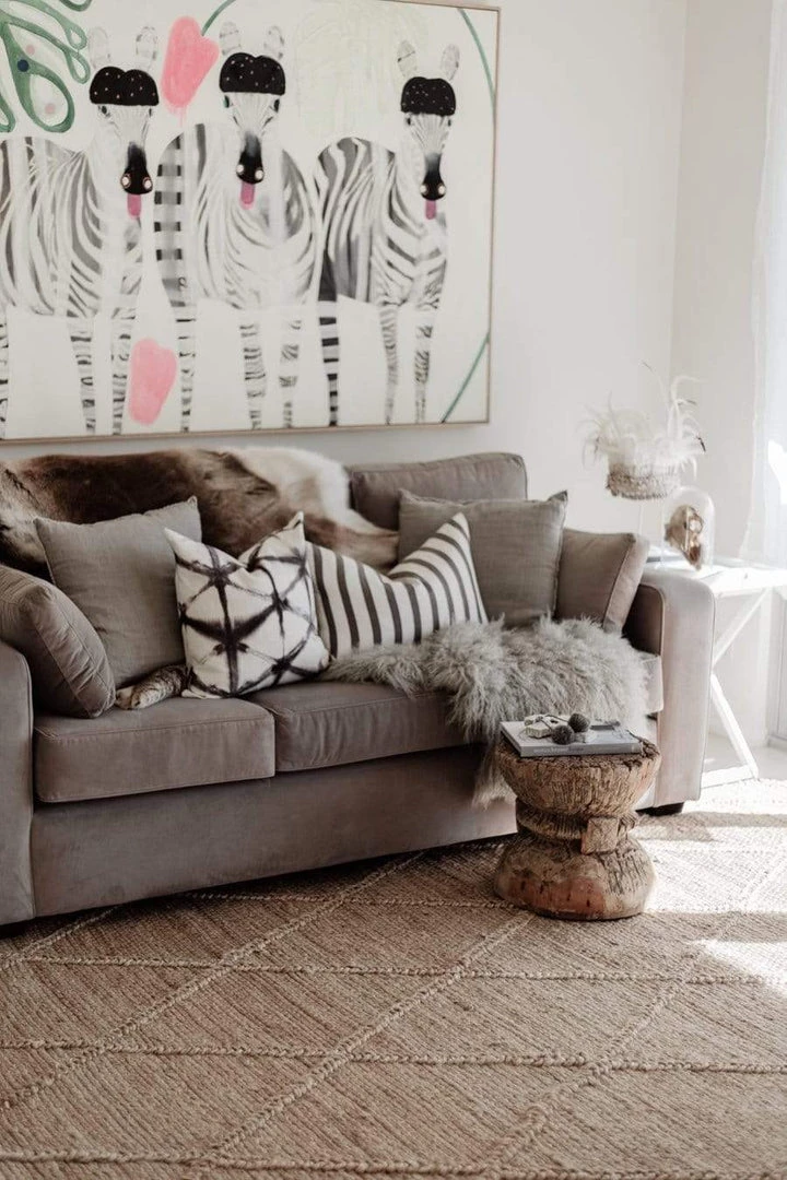 Miss Amara Sabra Diamond Lattice Jute Rug All Rugs