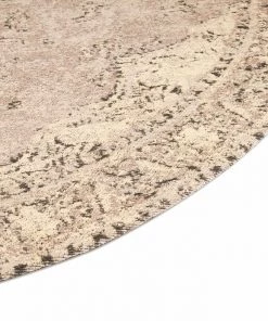 Miss Amara Sadie Coral Peach Turkish Style Distressed Round Rug