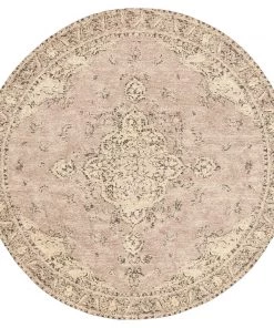 Miss Amara Sadie Coral Peach Turkish Style Distressed Round Rug