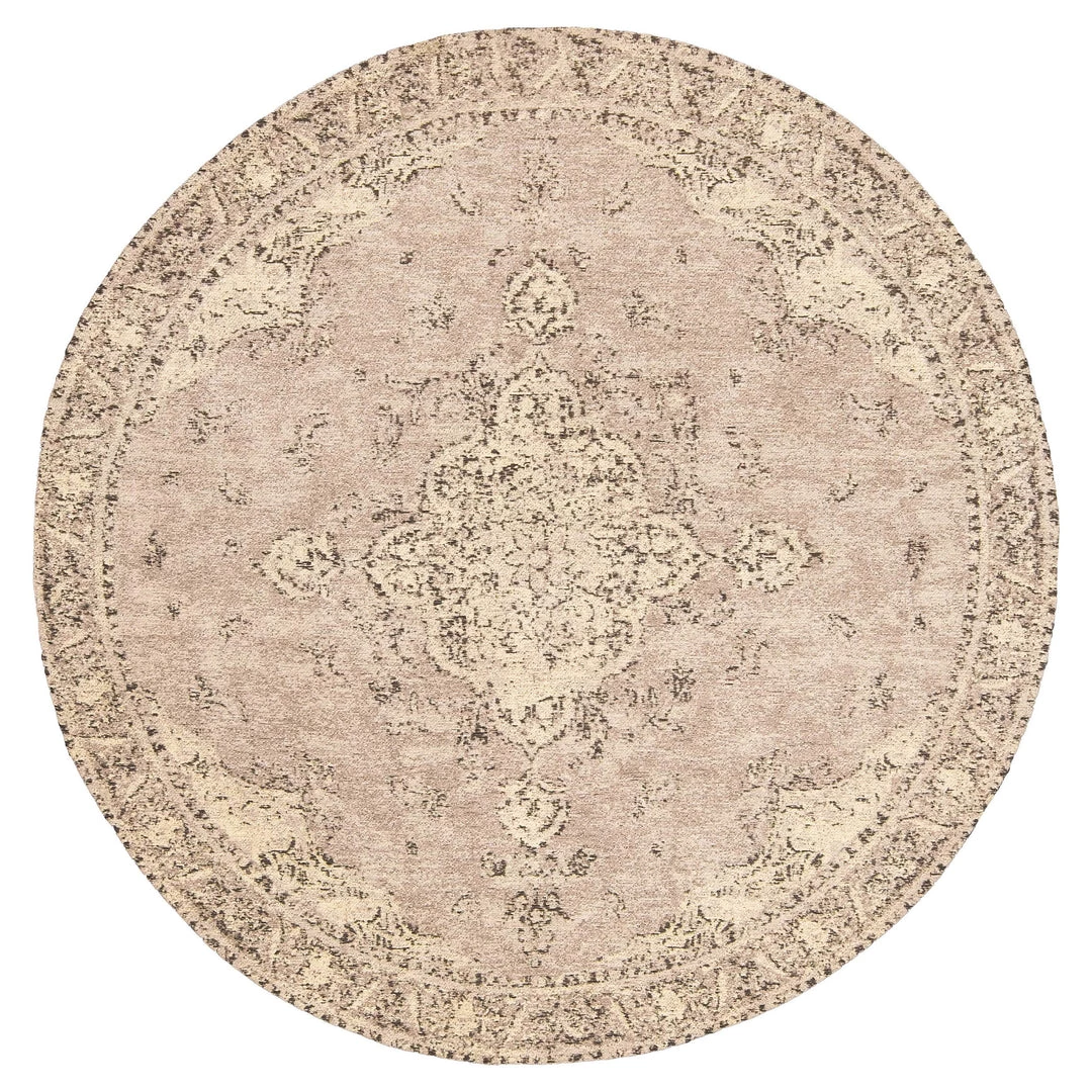 Miss Amara Sadie Coral Peach Turkish Style Distressed Round Rug