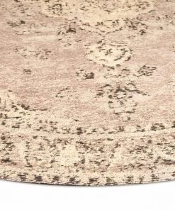 Miss Amara Sadie Coral Peach Turkish Style Distressed Round Rug