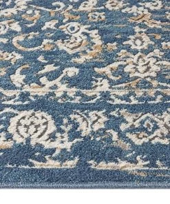 Miss Amara Sadira Blue And Beige Transitional Floral Motif Rug All Rugs