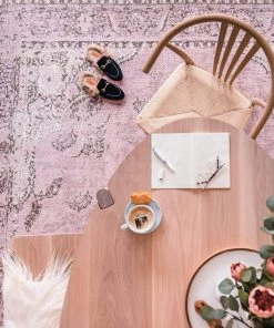 Miss Amara All Rugs Sahara Turkish Style Pink Distressed Medallion Rug