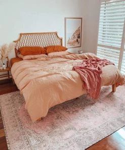 Miss Amara All Rugs Sahara Turkish Style Pink Distressed Medallion Rug