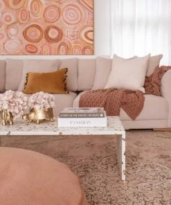 Miss Amara All Rugs Sahara Turkish Style Pink Distressed Medallion Rug