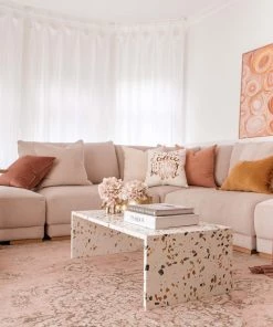 Miss Amara All Rugs Sahara Turkish Style Pink Distressed Medallion Rug