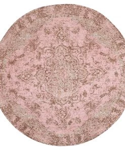 Miss Amara Sahara Turkish Style Pink Distressed Medallion Round Rug All Rugs
