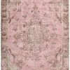 Miss Amara All Rugs Sahara Turkish Style Pink Distressed Medallion Rug