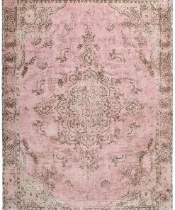 Miss Amara All Rugs Sahara Turkish Style Pink Distressed Medallion Rug