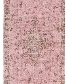 Miss Amara Sahara Turkish Style Pink Distressed Medallion Runner Rug