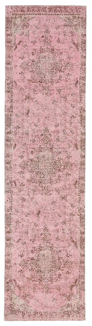 Miss Amara Sahara Turkish Style Pink Distressed Medallion Runner Rug