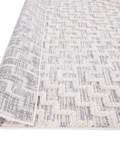 Miss Amara All Rugs Sarita Ivory And Grey Geometric Textured Rug