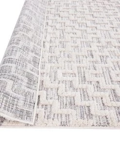 Miss Amara Sarita Ivory And Grey Geometric Textured Runner Rug All Rugs