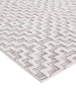 Miss Amara Sarita Ivory And Grey Geometric Textured Runner Rug All Rugs
