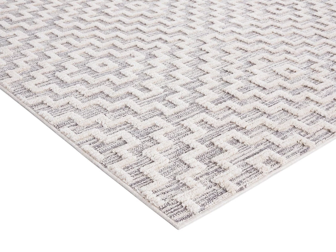 Miss Amara Sarita Ivory And Grey Geometric Textured Runner Rug All Rugs