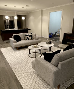 Miss Amara All Rugs Sarita Ivory And Grey Geometric Textured Rug