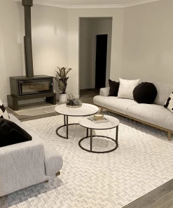 Miss Amara All Rugs Sarita Ivory And Grey Geometric Textured Rug