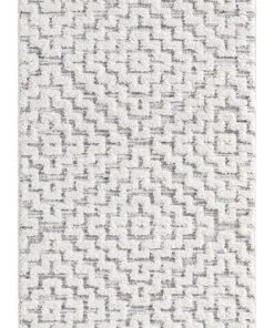 Miss Amara Sarita Ivory And Grey Geometric Textured Runner Rug All Rugs