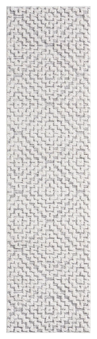 Miss Amara Sarita Ivory And Grey Geometric Textured Runner Rug All Rugs