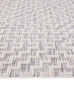 Miss Amara Sarita Ivory And Grey Geometric Textured Runner Rug All Rugs