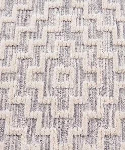 Miss Amara Sarita Ivory And Grey Geometric Textured Runner Rug All Rugs