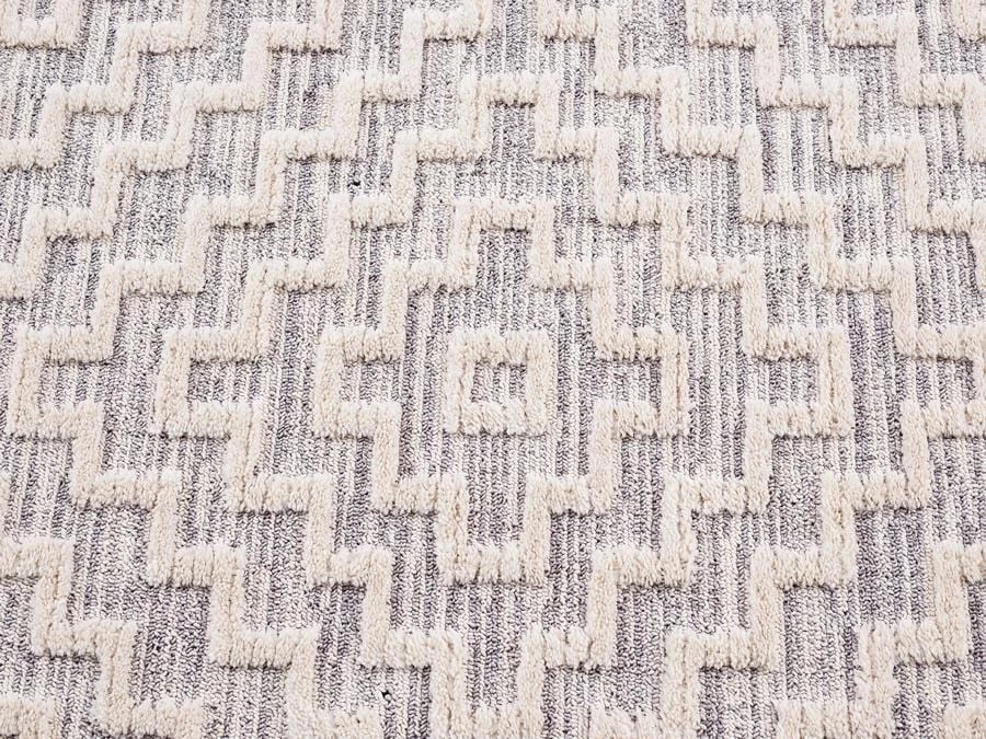 Miss Amara Sarita Ivory And Grey Geometric Textured Runner Rug All Rugs