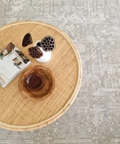 Miss Amara Satine Grey And Ivory Distressed Floral Tribal Rug All Rugs