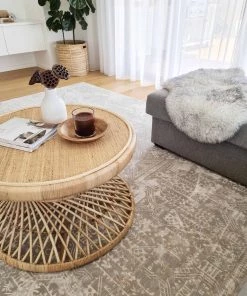 Miss Amara Satine Grey And Ivory Distressed Floral Tribal Rug All Rugs