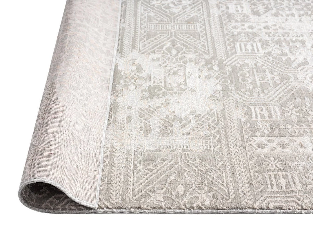 Miss Amara Satine Grey And Ivory Distressed Floral Tribal Runner Rug All Rugs