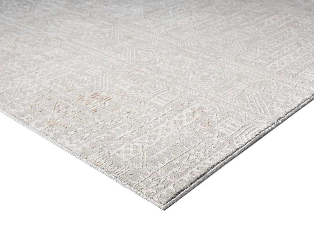 Miss Amara Satine Grey And Ivory Distressed Floral Tribal Runner Rug All Rugs