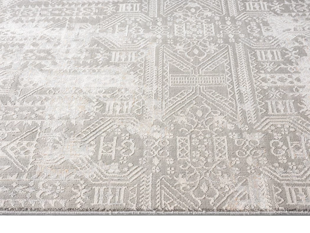 Miss Amara Satine Grey And Ivory Distressed Floral Tribal Runner Rug All Rugs
