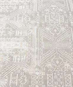 Miss Amara Satine Grey And Ivory Distressed Floral Tribal Runner Rug All Rugs