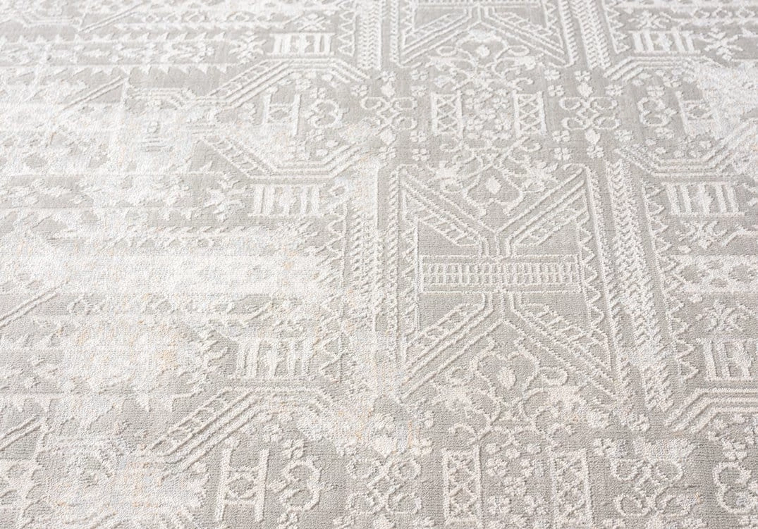 Miss Amara Satine Grey And Ivory Distressed Floral Tribal Runner Rug All Rugs