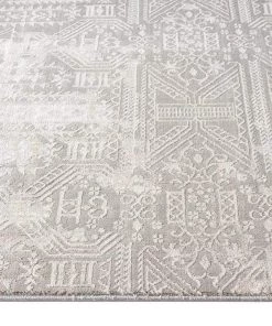 Miss Amara Satine Grey And Ivory Distressed Floral Tribal Rug All Rugs