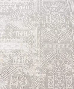 Miss Amara Satine Grey And Ivory Distressed Floral Tribal Rug All Rugs