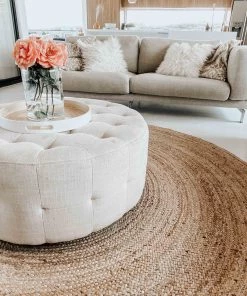 Miss Amara Sayulita Natural Hand-Braided Round Jute Rug