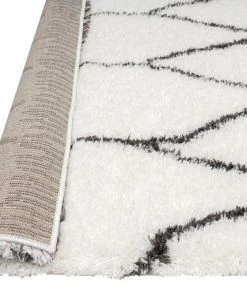 Miss Amara Selena Ivory And Charcoal Grey Tribal Shag Indoor Mat All Rugs