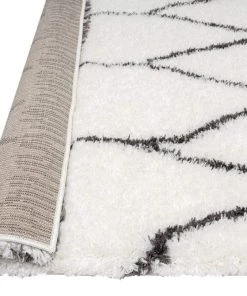 Miss Amara Selena Ivory And Charcoal Grey Tribal Shag Rug