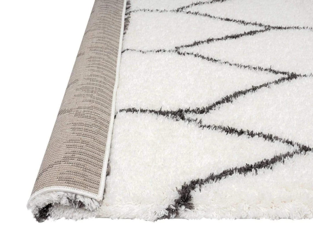 Miss Amara Selena Ivory And Charcoal Grey Tribal Shag Rug